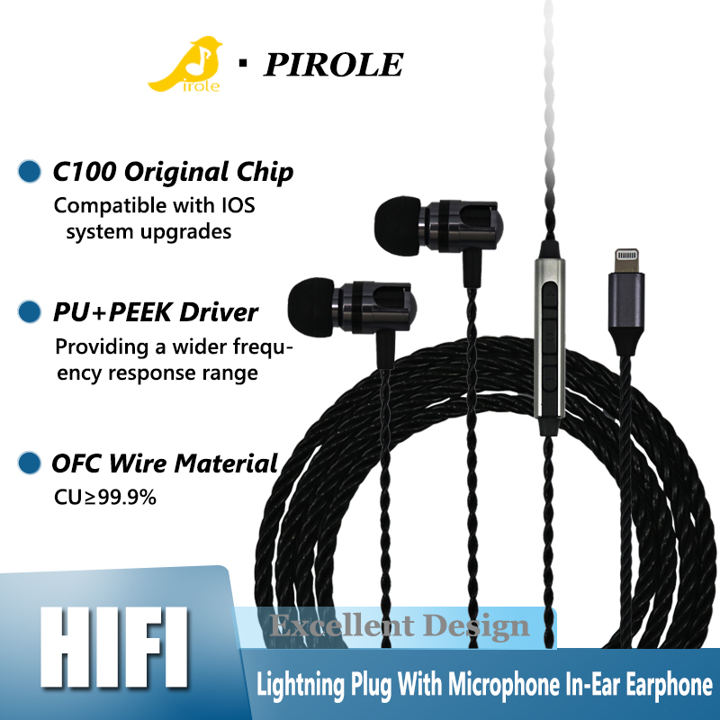 Wired Earphone Lightning - Auricolari originali con cavo e microfono,