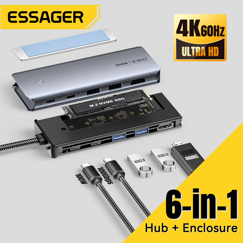 Hub USB C Essager con custodia - Usb Hub Type C recensione e prezzo
